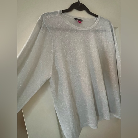 New! Vince Camuto Semi Sheer Sparkling Metallic long sleeve blouse Size XL - Picture 7 of 14